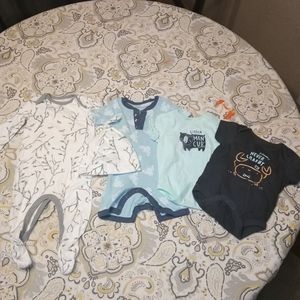 2 onesies 1 romper & 1 body suit